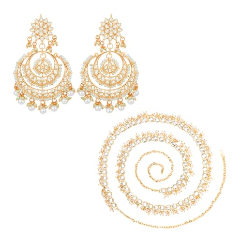 Image of Peora Kundan Faux Pearl Traditional Jewellery Set Gift for Women