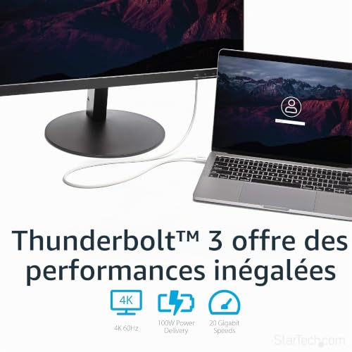 StarTech.com Câble Thunderbolt 3 de 2 20 Gb/ Compatible Thunderbolt USB et DisplayPort Mâle Mâle 2 20 Gbit/ TBLT - vue 4