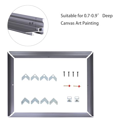 Image of CANFRAVAS Canvas Frame 16x24, DIY Metal Canvas Floating Frame, Canvas Floater Frame for 0.6 inch-0.9 inch Deep Canvas Painting (Grey,16 inchx24 inch)