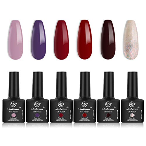 Tubran 6 Color Gel Nail Polish Set 8ml Gel Polish Nail Kit UV Gel Set for Gel Varnish Manicure Set for Nail Art Gel Nail Polish(Solid Color Series)