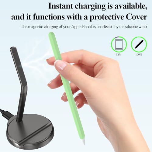 ACANDYA Magnetic Fast Charging Stand for Apple Pencil 2nd Gen Quick Charge Kickstand for iPad Pencil 2nd Generation Adapter iPad Pen 2 Gen iPencil Secure Charger Holder USB Cable Included Grey by ACANDYA - Image 3