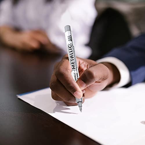 Favomoto Metallic Permanent Markers Metallic Marker Pen Coloring Drawing Markers Silver Paint Marker 12Pcs For Card Making Diy Photo Album Scrapbook Crafts Metal Wood Ceramic Glass Rock Metallic Pen #TOP7
