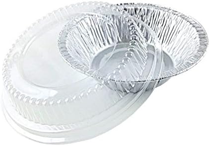 Durable Packaging 4 7/8" Aluminum Foil Tart/Mini-Pie Pan w/Clear Plastic Dome Lids - Disposable (Pack of 200)
