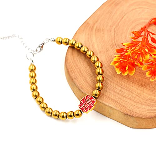 Image of Uloveido Ancient Chinese Symbol Blessings Ruyi Bracelet Auspicious Good Luck Gifts Adjustable Hematite Bracelets for Daughter Son