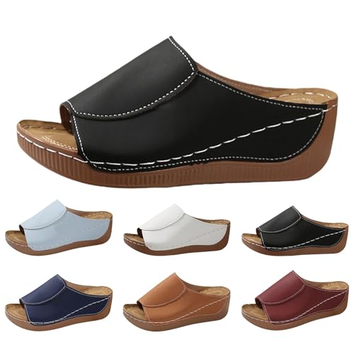 Generisch Zapatillas ortopédicas para mujer, sandalias de cuña cómodas para mujer, sandalias de cuña, sandalias de cuña, elegantes plataformas, sandalias de cuña, sandalias para casa, para el tiempo