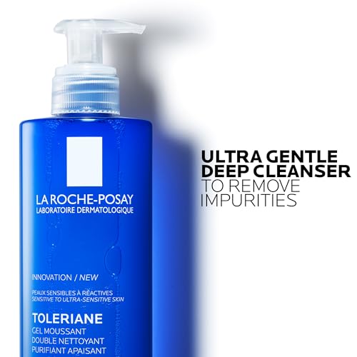 La Roche-Posay Toleriane, Gel Detergente Schiumogeno a Doppia Azione, Adatta a Pelli Sensibili, Elimina Impurità e Sebo, Pelle Morbida e Idratata, Formula con Tensioattivi Delicati e Glicerina, 400 ML
