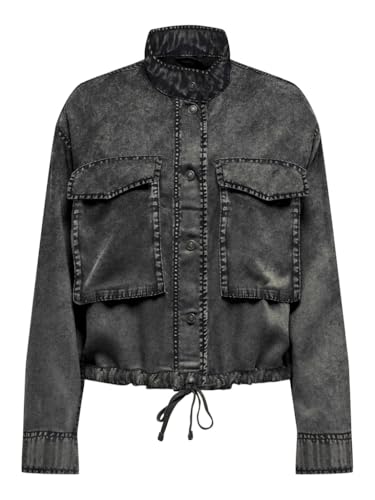 ONLY Onlkenya Life Short Jacket CC Otw Chaqueta, Negro/Detalles: Lavado Acid, M Mujeres