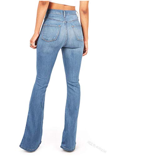 Aiouios Jeans for Women Stretch Skinny, Bell Bottom Jeans Elastic Waist Flared Jean Destroyed Raw Hem Denim Pants2