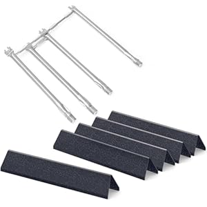 GFTIME 45, 3 cm Edelstahl Brenner & 38, 9 cm Flavorizer Bar Set, Ersatzteile für Weber Spirit 310, 320, 330, 335 (2013-Current), Spirit II E-310 S-310 Serie (mit vorderen Brennerknöpfen)