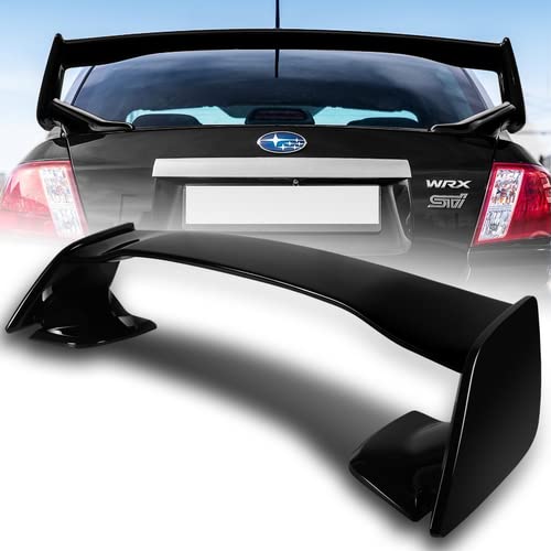 HK5 ABS Plastic STI Style Painted Black Rear Trunk Lid Spoiler Wing Compatible with 2008-2014 Subaru Impreza WRX STI 4DR Sedan, 2009 2010 2011 2012 2013