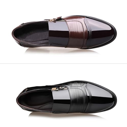 Men's Patent Leather Slip-on Dress Shoes,Fashion Pointed Toe Zipper Business Tuxedo Shoes,Classic Formal Oxford Loafers2