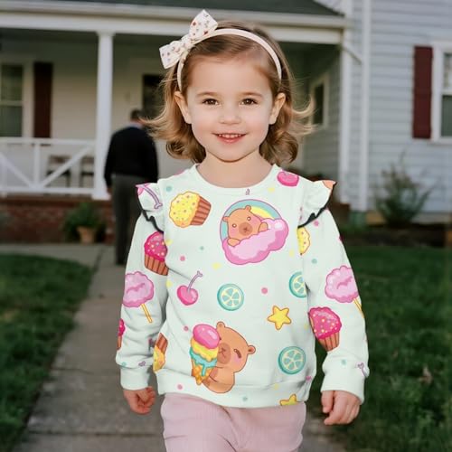 Girls Ruffle Long Sleeve Sweatshirts Relaxed Kid Sweatshirt 1-8 Casual Versatile Pullover Active Wear Sports Top4