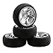 Mxfans 4PCS Plastic Silver Hub Wheel Rims & Rubber Tires for RC 1:10 Car 12mm