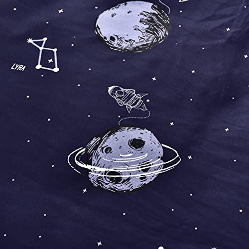 Image of MAXYOYO Navy Space Adventure Japanese Floor Futon Mattress, Thicken Tatami Mat Sleeping Pad Foldable Roll Up Mattress Floor Lounger Couches and Sofas for Kids Full Size