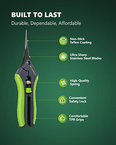6.5" Straight Pruning Shears for Gardening, Sharp Plant Trimming Scissors for Precise Cuts, Stainless Steel Garden Scissors Bonsai Clippers (1-Pack)