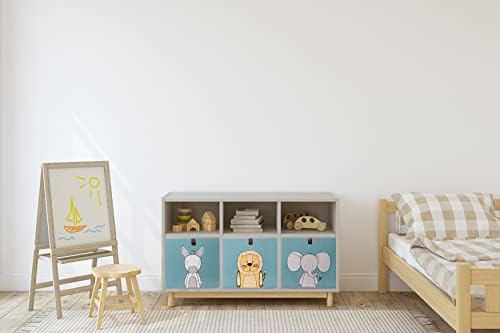 2friends Kallax Set of 3 Storage Boxes, Toy Box for Kallax Shelf, Storage Box Children 33 x 33 x 33 cm, Perfect for Cube Shelves, Storage Children's Room, Washable, Blue