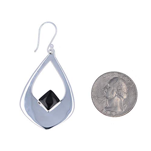 Sterling Silver, Onyx Teardrops, High Polished Modern Teardrops, Black Onyx2