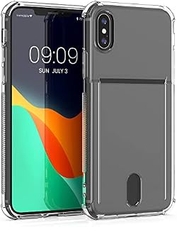 kwmobile Crystal TPU Case Compatible with Apple iPhone X/XS - Protective Phone Case with ID Card Slot Holder - Transparent