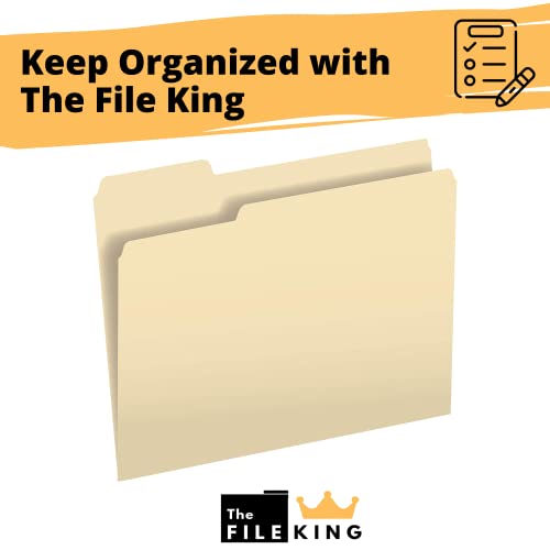 The File King 1/3 Cut File Folders Letter Size - 100 Pack | Manilla Folders 8.5 X 11 | American Made | Assorted 3 Tab Color Manila File Folder | Heavy Duty Office Supplies | Basic Paper File Folder #TOP5