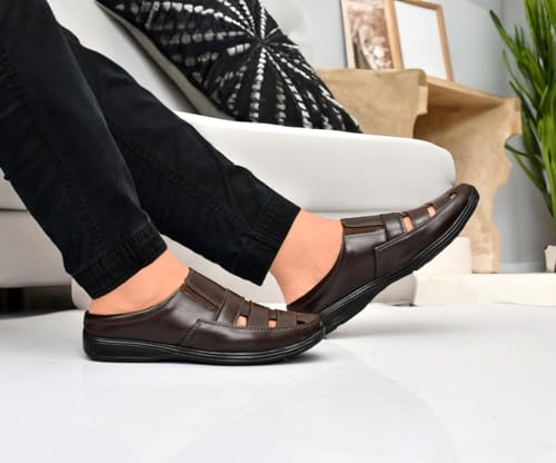 Image of Restroad Men's Synthetic Leather Sandals | Casual Open Toe Footwear for Men