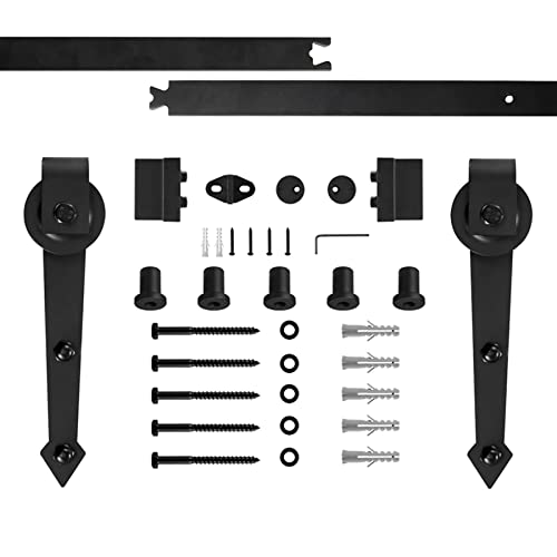 Système de Porte Coulissante, Kit de Rail pour Porte Coulissante, Rail + Roulette, 180cm porte de grange suspendu rail grande roue type emballage en coton non perlé,Type d'épée Cover