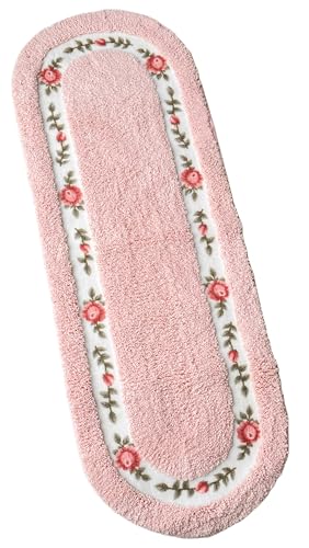 Beautiful Rose Flower Area Rugs for Living Room Bedroom Bathroom Rugs Bath Mat Super Soft Non Slip Absorbent Floral Style Nice Pink 17.71 x 49.21 Inch