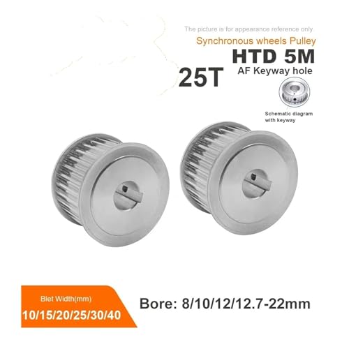 Poulie HTD5M 25 dents alésage claveté 12.7mm pour solutionner le décalage d'axe en impression 3D