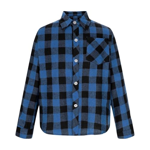 Mens and Boys Long Sleeve Button Down Plaid Flannel Shirts with Chest Pocket Family Matching Outfits for Fall Winter