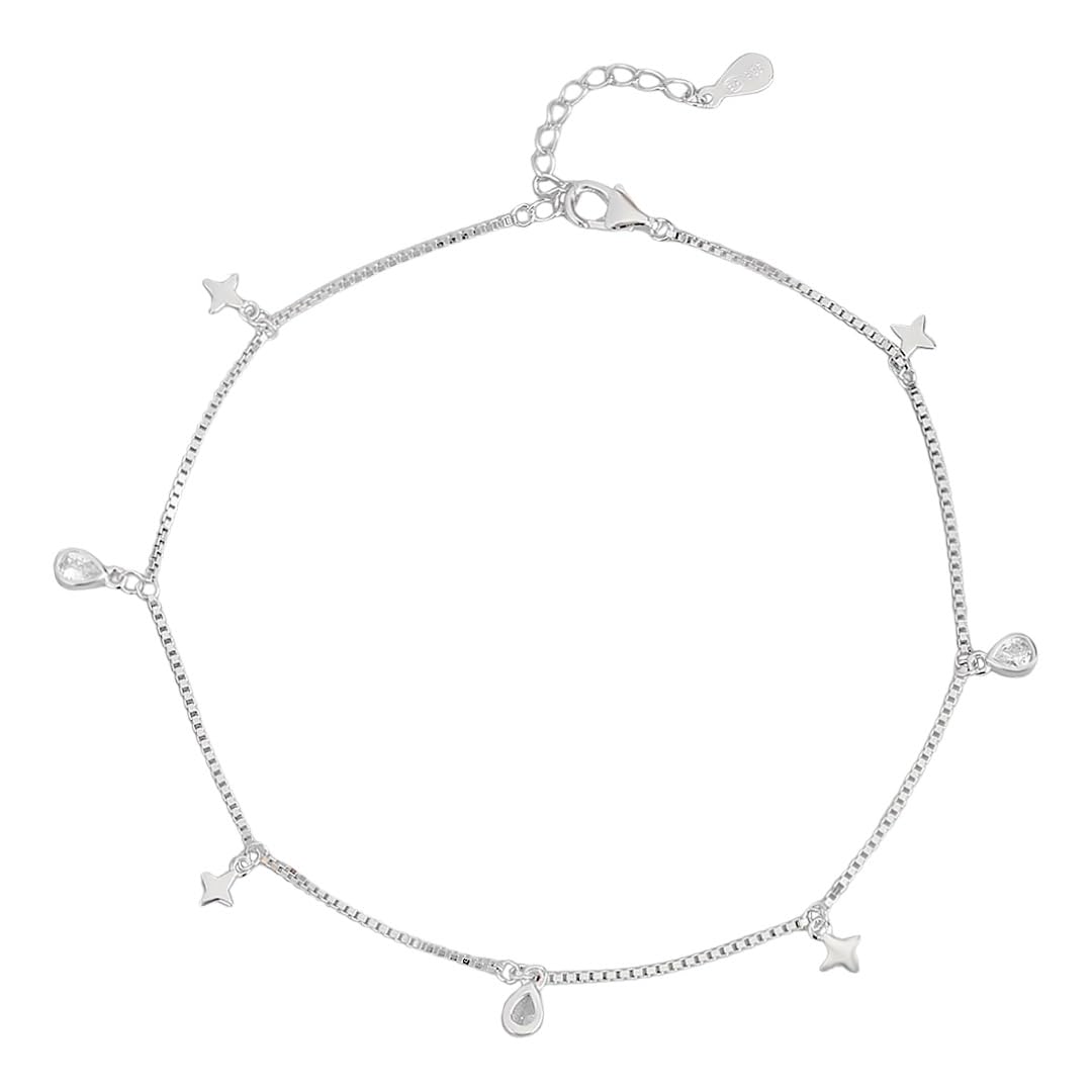 ZAVYA 925 Sterling Silver Cubic Zirconia Rhodium Chain Anklet (Single) | Gift for Women & Girls | With Certificate of Authenticity & 925 Stamp (B0BT7LFH91) Amazon Price History, Amazon Price Tracker