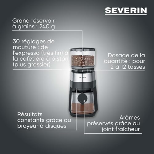 Severin KM 3880 Moulin à café acier inoxydable - vue 10