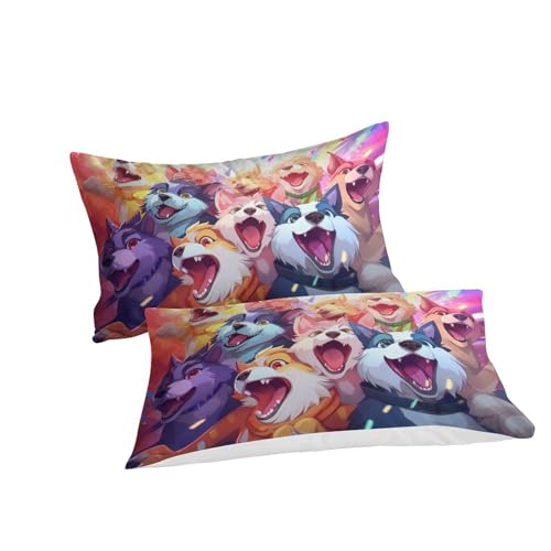 Housse de couette loup 3D zippée anti-glissement parure de lit microfibre King
