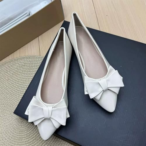 Image of TN TANGNEST Flats Shoes Women Comfort Casual Loafers | Classic Pointed Toe Bowknot Flats Cute Slip On Flats, Wear to Work Travel Walk