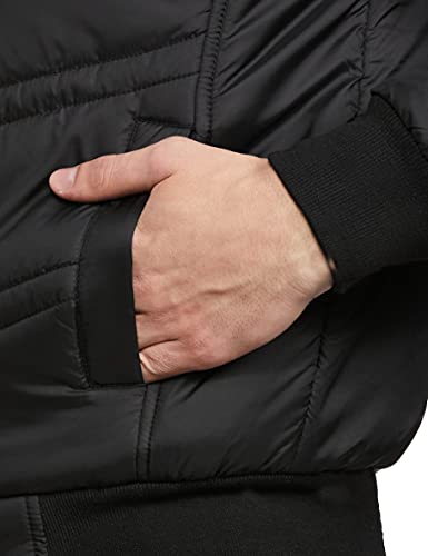 Image of Qube By Fort Collins Men's nylon Standard Length Regular Fit Quilted Bomber Jacket - Winter Warm, Insulated, Ribbed Cuffs, and Stylish Design