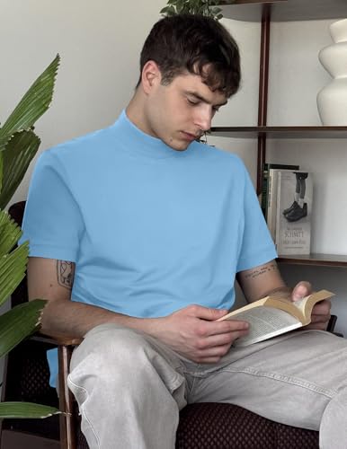 Image of COOFANDY Mens Mock Turtleneck Shirts Casual Premium Cotton Short Sleeve Shirt Basic Half Neck T-Shirts