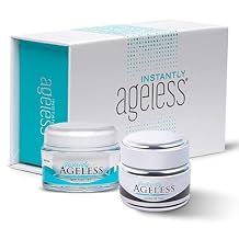 Instantly Ageless Skin Care Trio Bundle Instant Face Lift Cream 25-Vial, Beauty Face Moisturizer with Collagen & Vitamin E, Anti Aging Exfoliator Facial Scrub Eye Bag Remover for Mature Skin Care