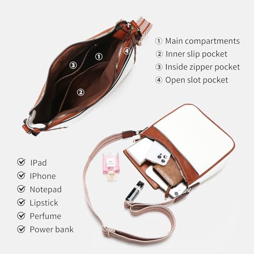 Image of LAORENTOU Crossbody Bag for Women Designer Shoulder Bag Leather Hobo Bag Medium Purse with wide Strap