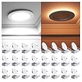 Ensenior 24 Pack 4 Inch LED Recessed Ceiling Light with Night Light, Dimmable, 2700K-5000K 5CCT, 750LM 9W 120V, High Brightness Canless Wafer Downlight - FCC&ETL