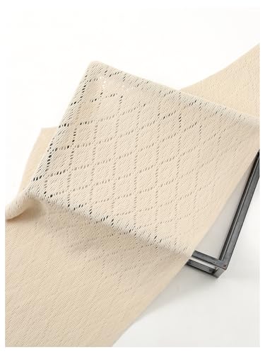 Image of Verdusa Women's Hollow Out Tie Front Knitted Scarf Shawl Wraps for Evening Dresses Elegant Poncho Sweater Beige One-Size