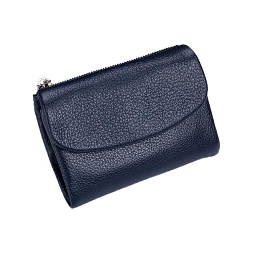 Joyfullygo Wallet,Genuine Leather Coin Purse with Credit Card Holder,Unisex Pebble Leather Wallet Relevantk Womens (Dark Blue,13.5×3×10 cm)