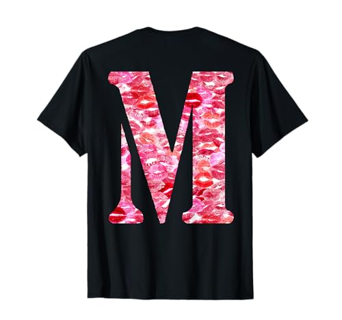 Photo de Impression arrière uniquement - Lipstick Kisses For Boyfriend Lettre M T-Shirt