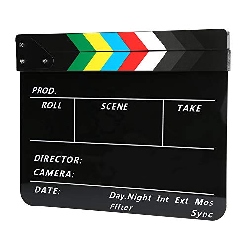 Film Action Clapperboard, Clear Sound Acrylic Director Clapperboard for Camera Photography for Video Production