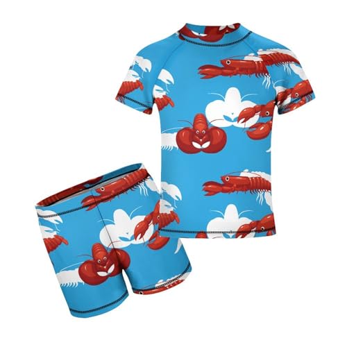 Cute Lobster Cartoon BlueChildren's Swimsuits Boys Two Piece Suit10-12Y（150cm）