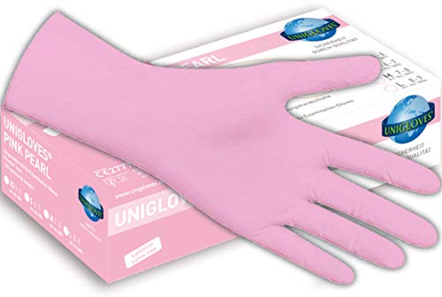 Gants en nitrile rose parfaits pour les soins esthétiques en studio