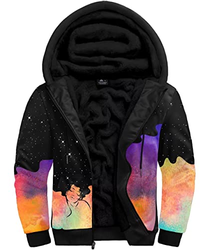 igeekwell Winterjacke Herren Kapuzenpullover Heavyweight Hoodie mit Kapuze, Fleecejacke Männer Casual Kapuzenjacke Bequemes Warmes Sweatjacke mit Reißverschluß Windspiele Bunt Schwarz...