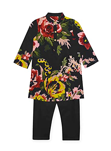 Image of A.T.U.N. (ALL THINGS UBER NICE) Boys Full Sleeve Cotton Floral Printed Kurta and Pyjama Set | Ethnic Clothing Set for Festival and Special Occasion | 2 Piece Set for Boys
