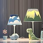 Kids Table Lamp, Dinosaur Lamp Design Bedside Table Lamp, 13 Inch Tall Desk Lamp with Barrel Lampshade for Boys Bedroom Décor, Come with an LED Bulb (Green Dinosaur) - Image 2