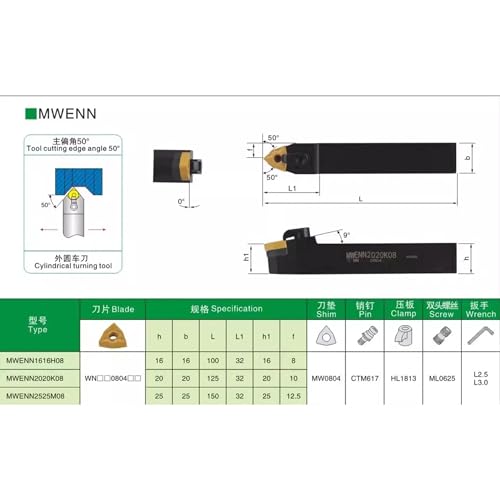 Herramienta Torno Lathe Turning Tool MWENN2525M08 miniatura 2