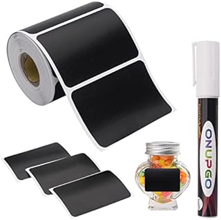 ONUPGO Chalkboard Labels-180pcs Waterproof Reusable Blackboard Stickers with 1 Liquid Chalk Marker for Mason Jars, Parties Decoration, Craft Rooms, Weddings, Storage, Organize Your Home & Kitchen