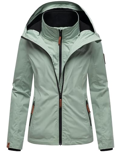 MARIKOO leicht gefütterte Damen Übergangsjacke kurze Sommerjacke mit kuscheligem Fleece-Innenfutter
