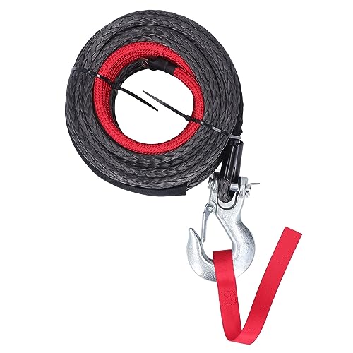 Ausla Câble de Treuil Synthétique, 10mmx30m Cable pour Treuil avec Crochet en Acier Allié, Câble de Traction pour Véhicules Tout Terrain Camions de 12 Torons Tissés 18740lbs